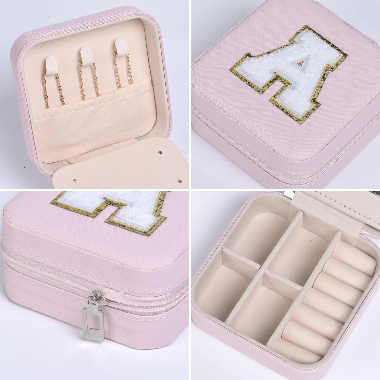 Birthday Gifts for Women Girls - Pink Travel Jewelry Case | Gifts for Women, Mothers, Bridesmaids - Personalized Trendy Travel Jewelry Box With C Initial