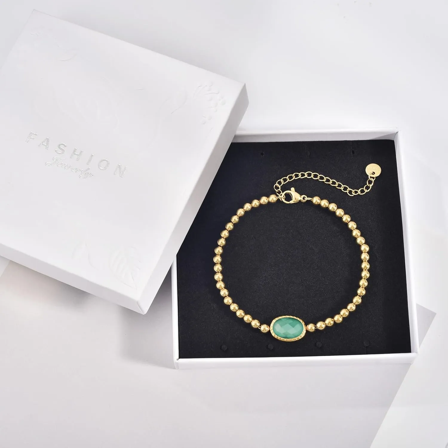 Birthstone Gold Bracelets for Women Non Tarnish Trendy Dainty 14K Gold Plated Bracelet Stack Stackable Blue Green May Emerald Friendship Bracelets Fashion Jewelry Gifts for Mom Best Friend