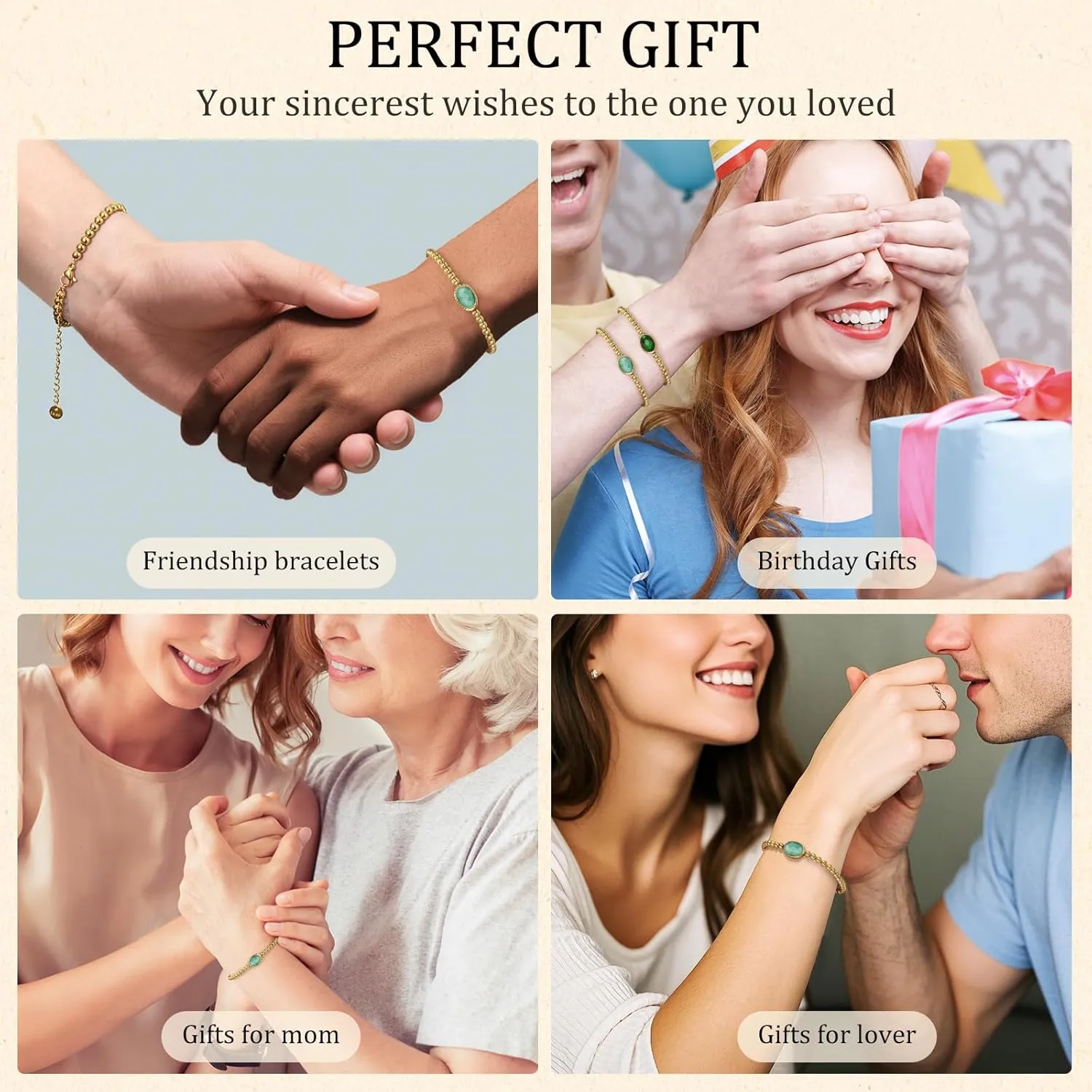 Birthstone Gold Bracelets for Women Non Tarnish Trendy Dainty 14K Gold Plated Bracelet Stack Stackable Blue Green May Emerald Friendship Bracelets Fashion Jewelry Gifts for Mom Best Friend