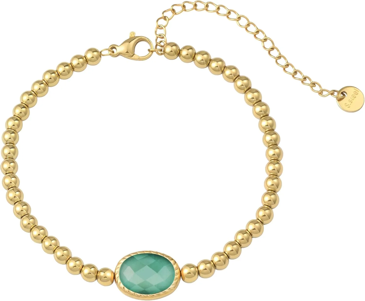 Birthstone Gold Bracelets for Women Non Tarnish Trendy Dainty 14K Gold Plated Bracelet Stack Stackable Blue Green May Emerald Friendship Bracelets Fashion Jewelry Gifts for Mom Best Friend