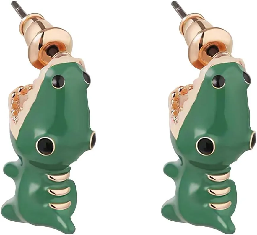 Biting Dinosaur Earrings Cartoon Cute Soft Clay Animal Party holiday Fun