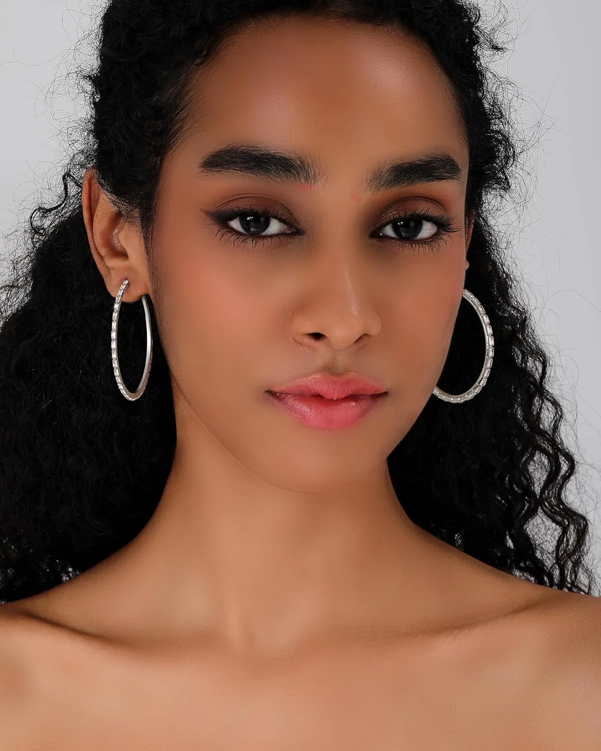 Black Earrings for Women Large Rhinestone Hoop Earrings 14K Gold Silver Plated Big CZ Hoop Earrings Hypoallergenic Jewelry With Crystals For women 40/50/60 mm