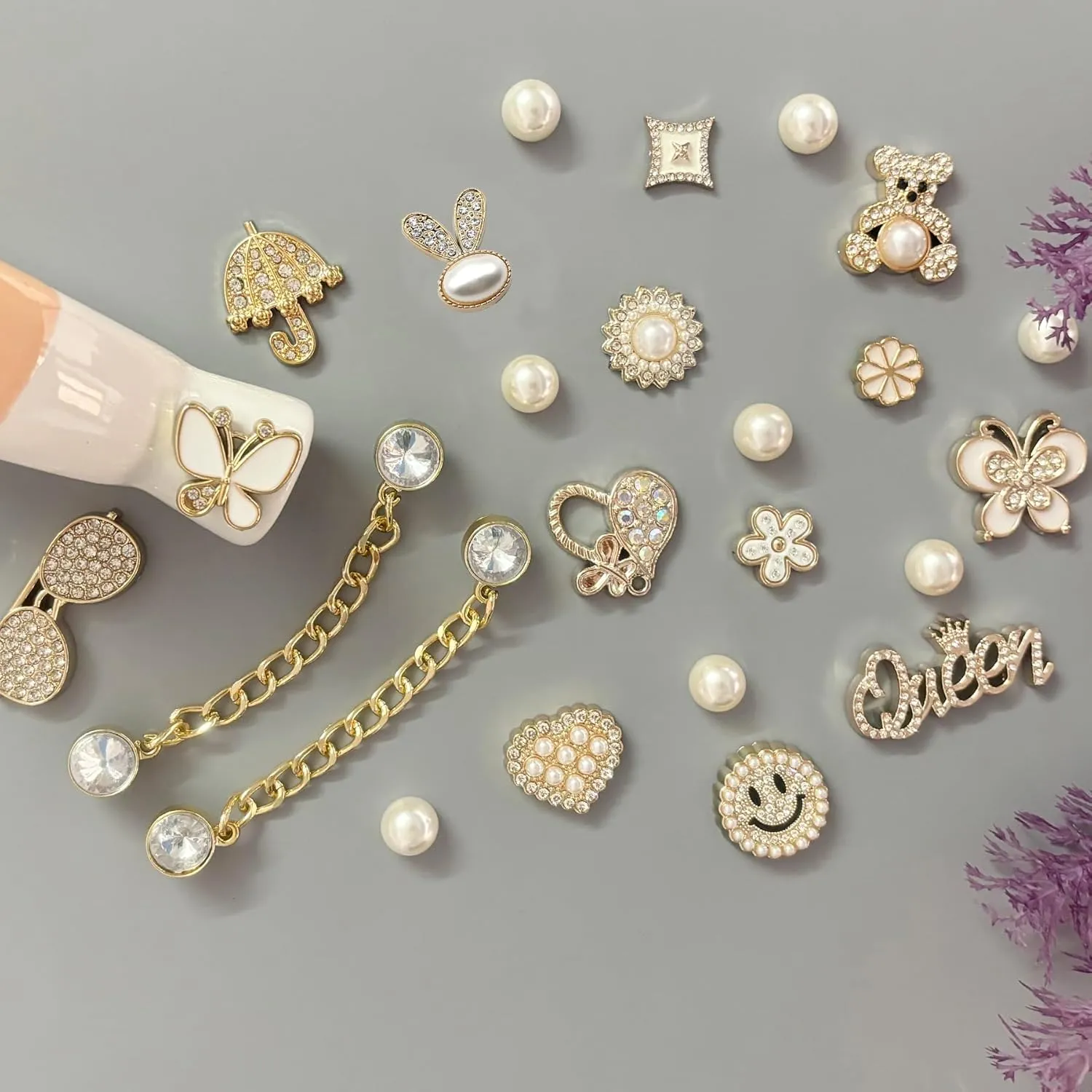 Bling Shoe Charms for Women, Sparkle Rhinestones Shoe Decoration Charms, Girly Shoe Chains for Clog Sandals, DIY Shoe Accessories for Party Favor