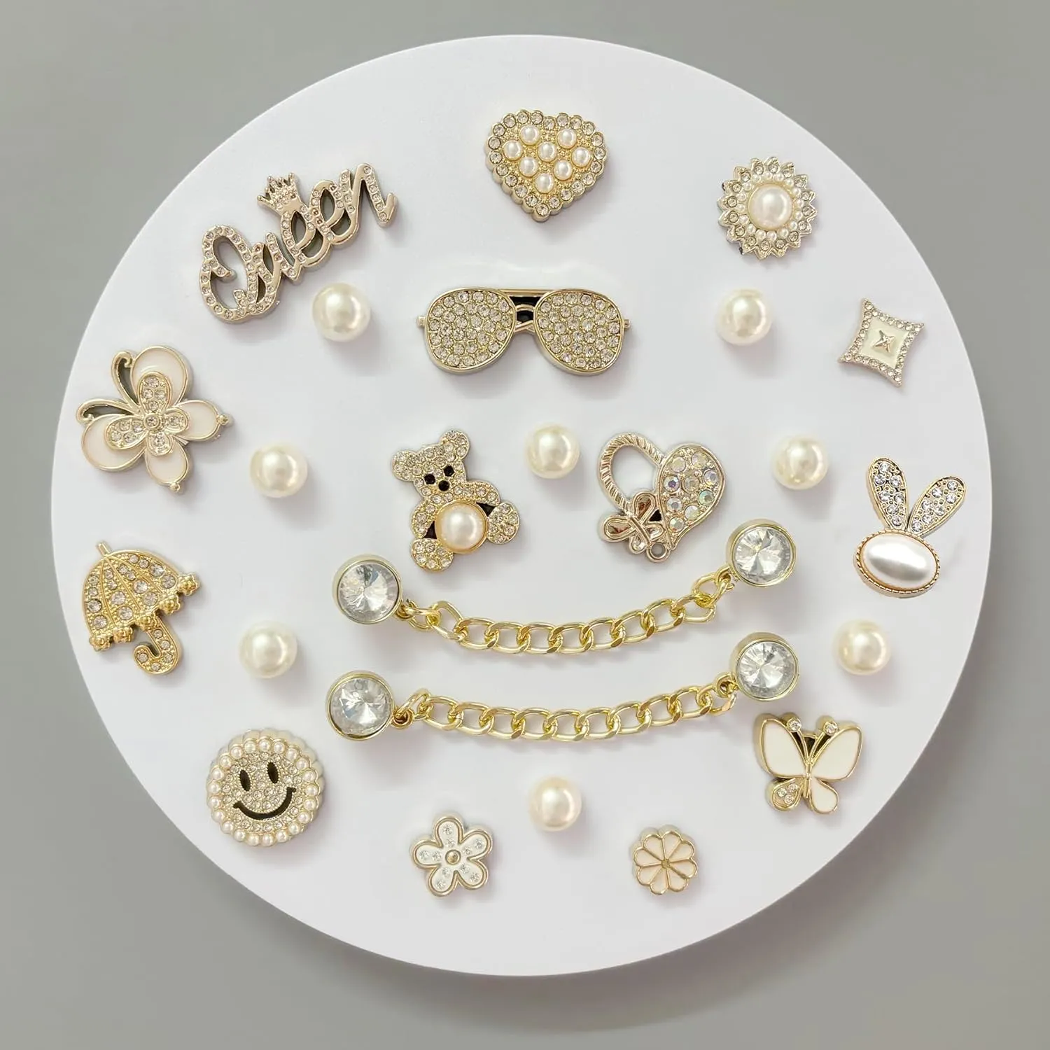 Bling Shoe Charms for Women, Sparkle Rhinestones Shoe Decoration Charms, Girly Shoe Chains for Clog Sandals, DIY Shoe Accessories for Party Favor