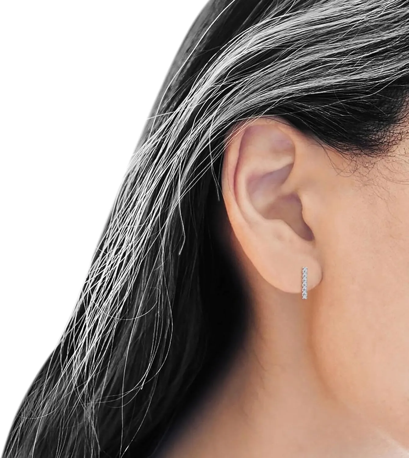 Blue Apple Co Minimalist 6mm Line Bar Stud Earring Cubic Zirconia Classic Style Butterfly Push Back Earrings For Women 925 Sterling Silver Wedding Gift For Her