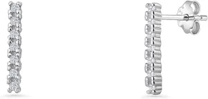 Blue Apple Co Minimalist 6mm Line Bar Stud Earring Cubic Zirconia Classic Style Butterfly Push Back Earrings For Women 925 Sterling Silver Wedding Gift For Her