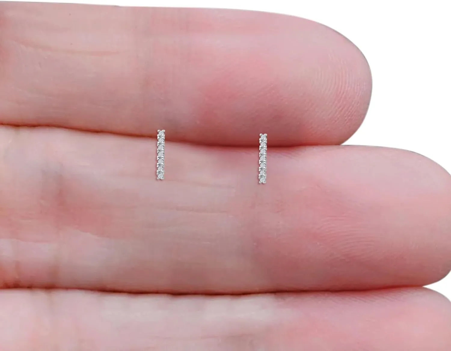 Blue Apple Co Minimalist 6mm Line Bar Stud Earring Cubic Zirconia Classic Style Butterfly Push Back Earrings For Women 925 Sterling Silver Wedding Gift For Her