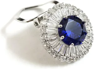 Blue Rhinestone Scarf Ring Clip for Women - Neckline Tie Clip Circular Scarf Rings Jewelry Silver Base Zircon Imitation Diamond for Wedding, Elegant Occasion, Pocket Square Clasp