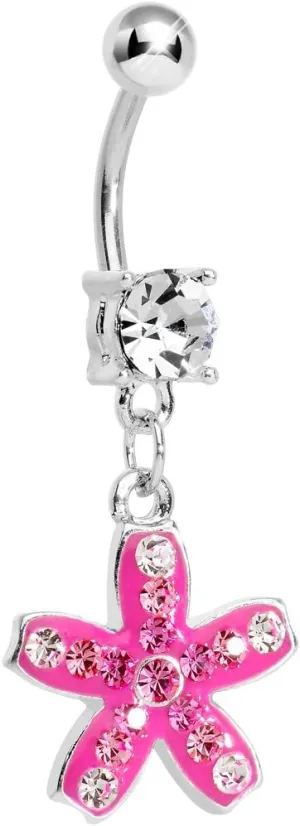 Body Candy Clear Pink Sparkling Curved Starfish Dangle Belly Ring