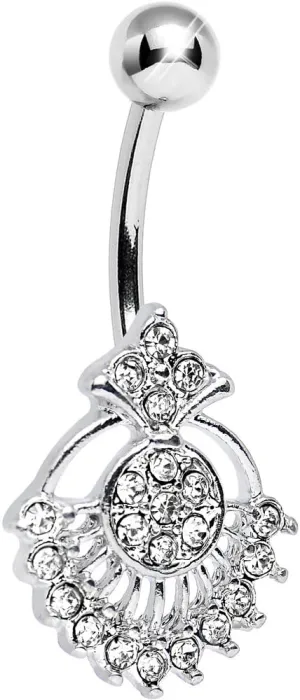 Body Candy Clear Sparkling Victoriana Opera Fan Belly Button Ring