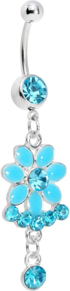 Body Candy Light Blue Delightful Daisy Flower Belly Ring