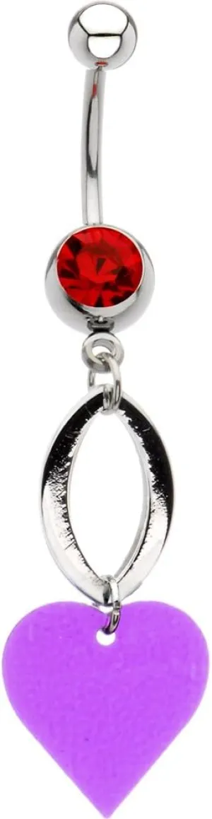 Body Candy Light Siam Falling Heart Belly Ring