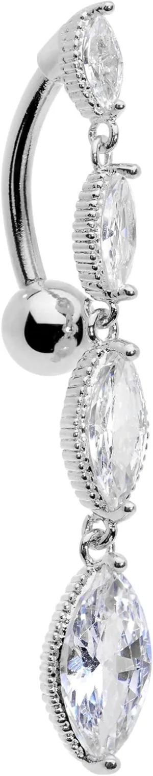 Body Candy Womens 14G 316L Stainless Steel Navel Ring Piercing Waterfall Dangle Belly Button Ring