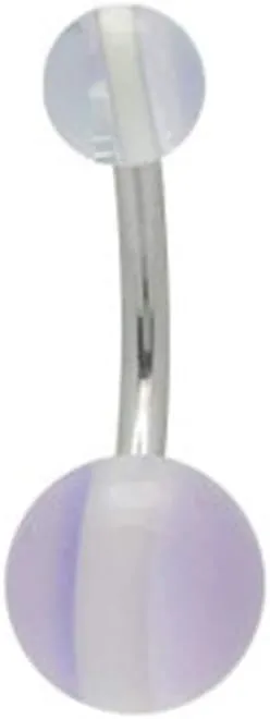 BodyJewelryOnline Acrylic Striped Belly Ring Light Purple