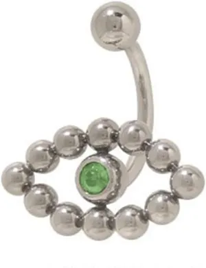 BodyJewelryOnline Surgical Steel Light Green Cz Gem Eye Navel Ring