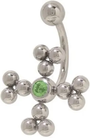BodyJewelryOnline Surgical Steel Navel Ring Light Green Cz Gem