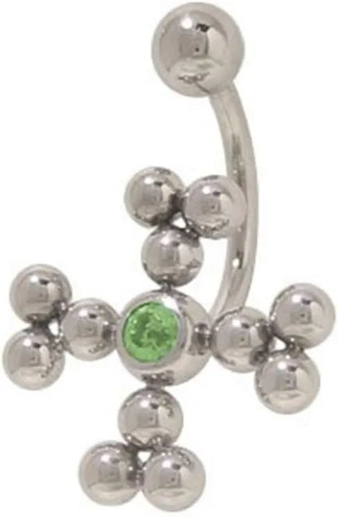 BodyJewelryOnline Surgical Steel Navel Ring Light Green Cz Gem