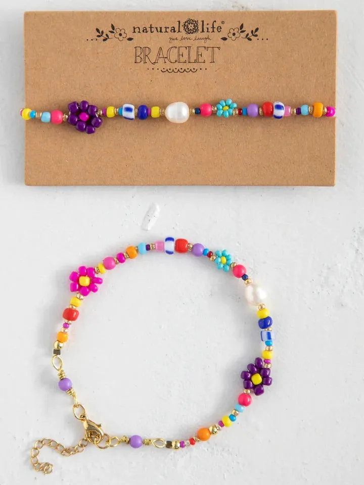 Boho Daisy & Pearl Bracelet