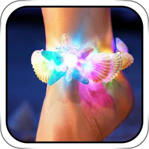 Boho Light Up Seashell Ankle Bracelet Led Adjustable Starfish Summer Beach Party Festival Barefoot Jewelry for Women