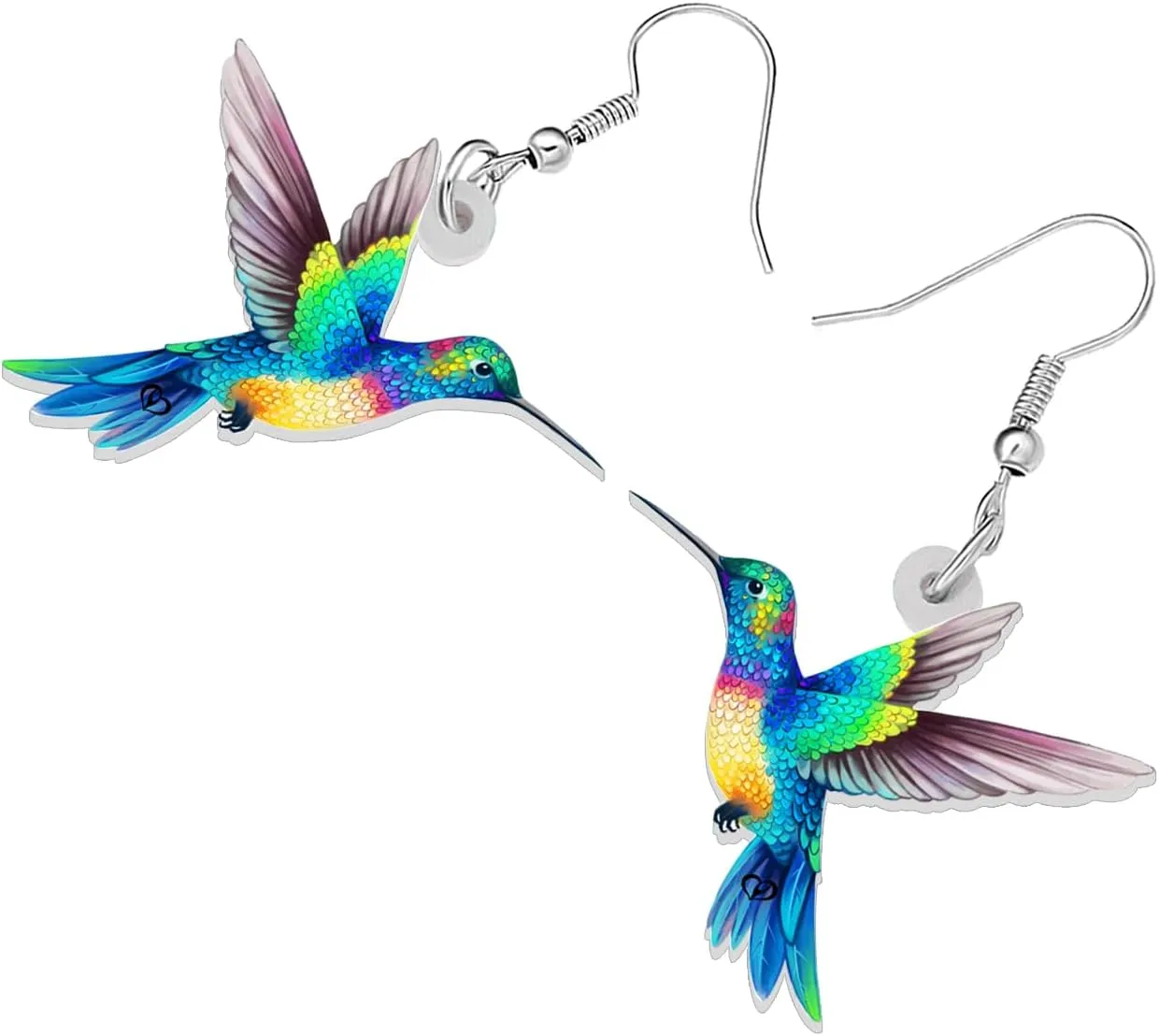 BONSNY Acrylic Dangling Novelty Fun Blue Cute hummingbird Earrings Hypoallergenic Designer Jewelry Gifts For Women