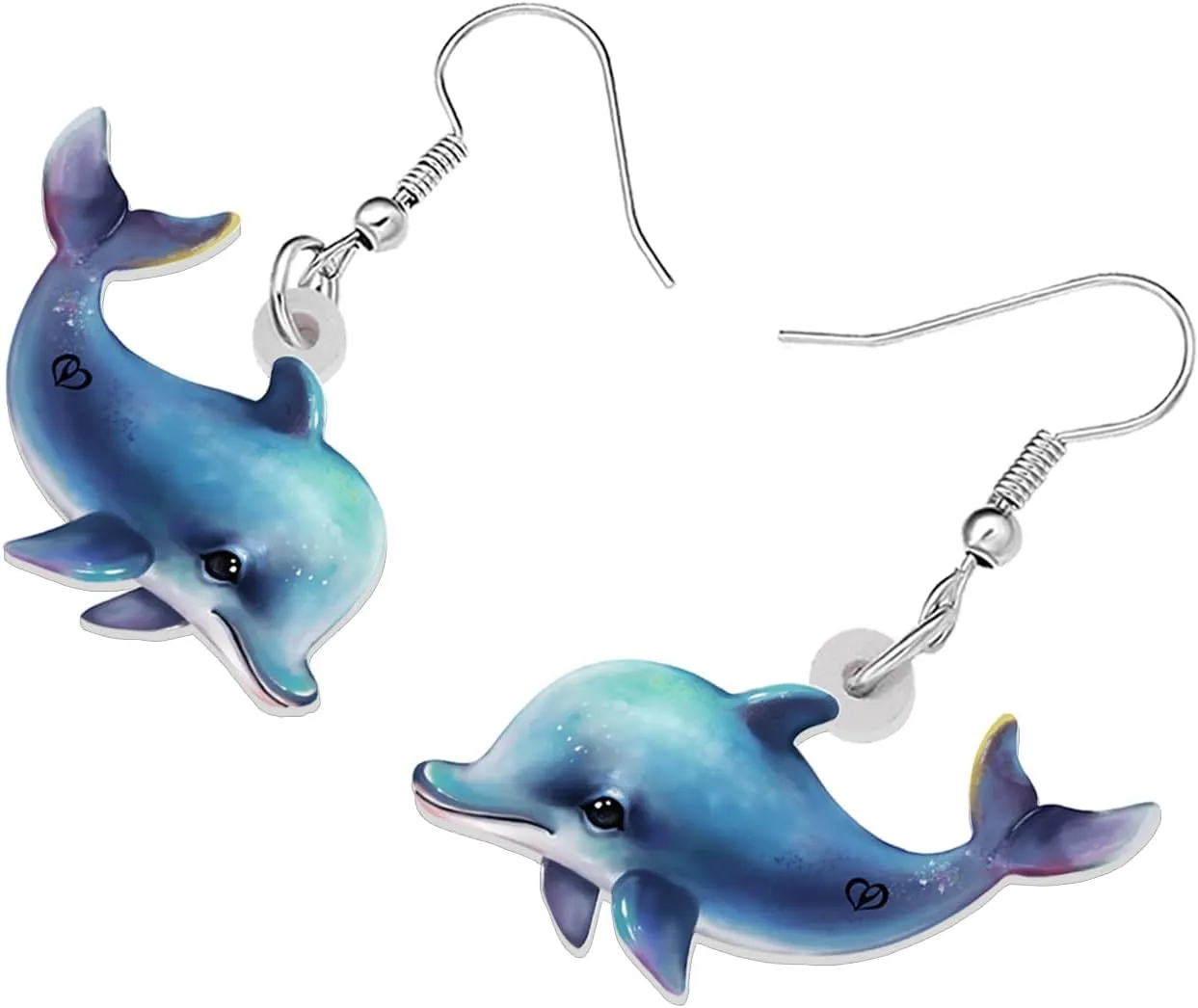 BONSNY Acrylic Dangling Novelty Fun Orange Cute Dolphin Earrings Hypoallergenic Designer Ocean Animals Jewelry Gifts For Women