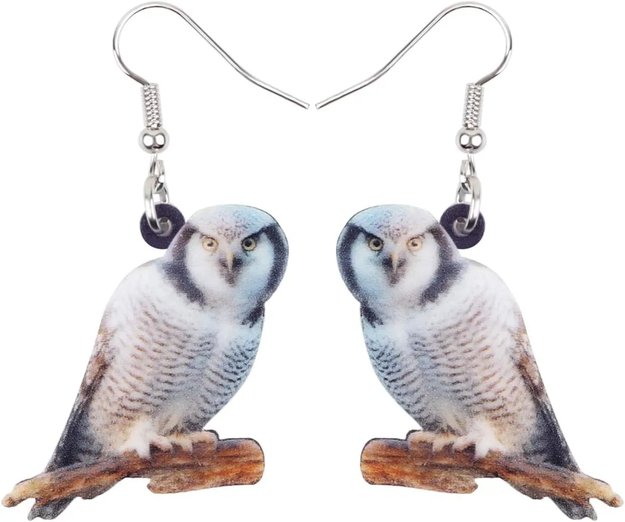 BONSNY Drop Dangle Cute Fun Brown Owl Earrings Bird Jewelry For Women Gift Charms