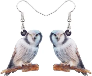 BONSNY Drop Dangle Cute Fun Brown Owl Earrings Bird Jewelry For Women Gift Charms