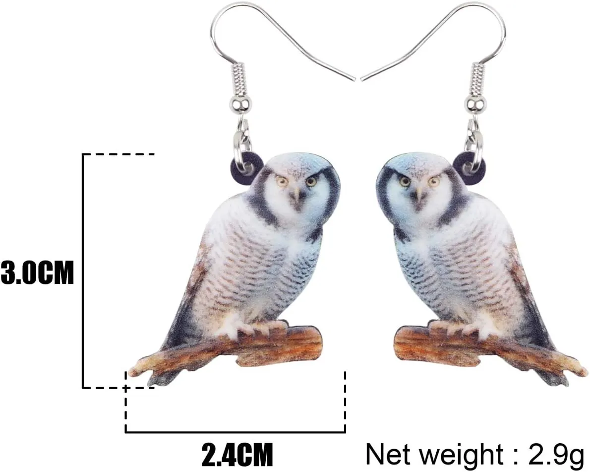 BONSNY Drop Dangle Cute Fun Brown Owl Earrings Bird Jewelry For Women Gift Charms