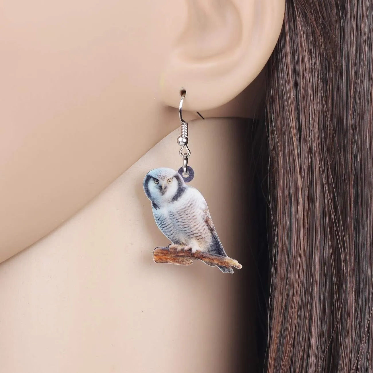 BONSNY Drop Dangle Cute Fun Brown Owl Earrings Bird Jewelry For Women Gift Charms