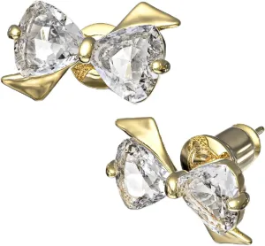 Bow Earrings for Women Sterling Silver Post Gold Plated Cute Cubic Zirconia Stud Earrings