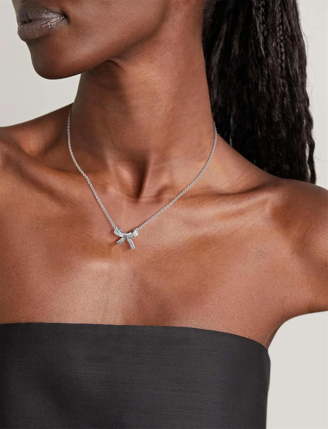 Bow Necklace for Women, Dainty 14K Gold/Silver Plated Bowknot Choker Necklace for Women Beads Chain Cute Pendant Necklaces Fashion Jewelry Christmas Gifts