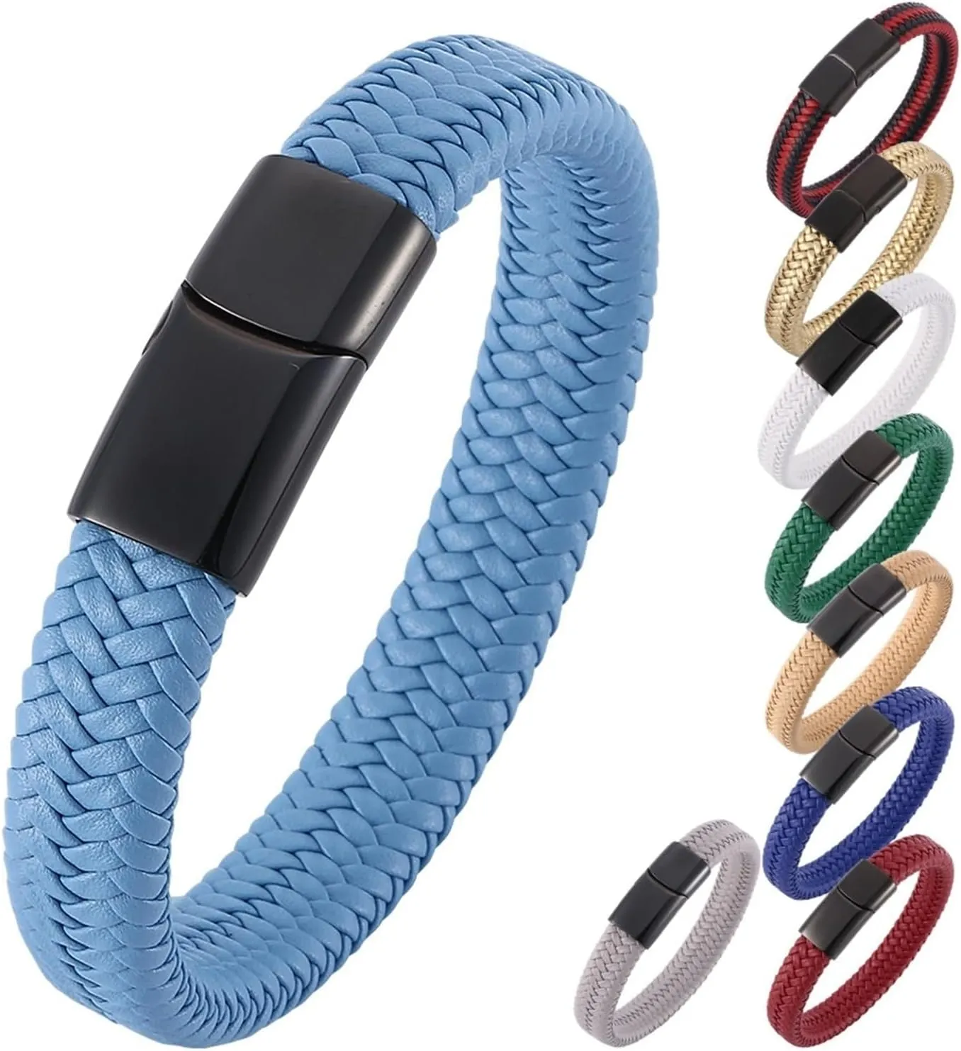 Bracelet for Men Leather, Bracelet Chain Simple Style Braided Leather Cord Bracelet Bracelets Set