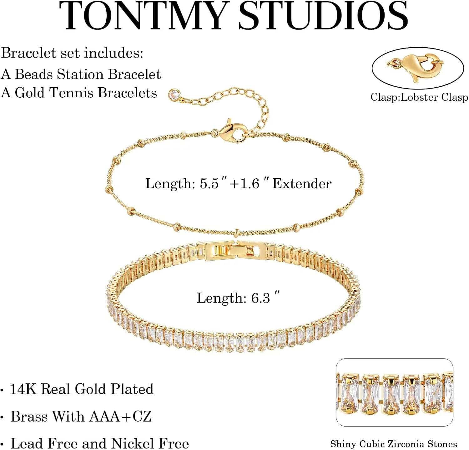 Bracelet for Women Gold Layered Set 14K Gold Filled Stackable Bracelets Trendy Figaro Satellite Chain Cuban Link Minimalist Dainty Bracelet Tennis Bracelet Jewelry