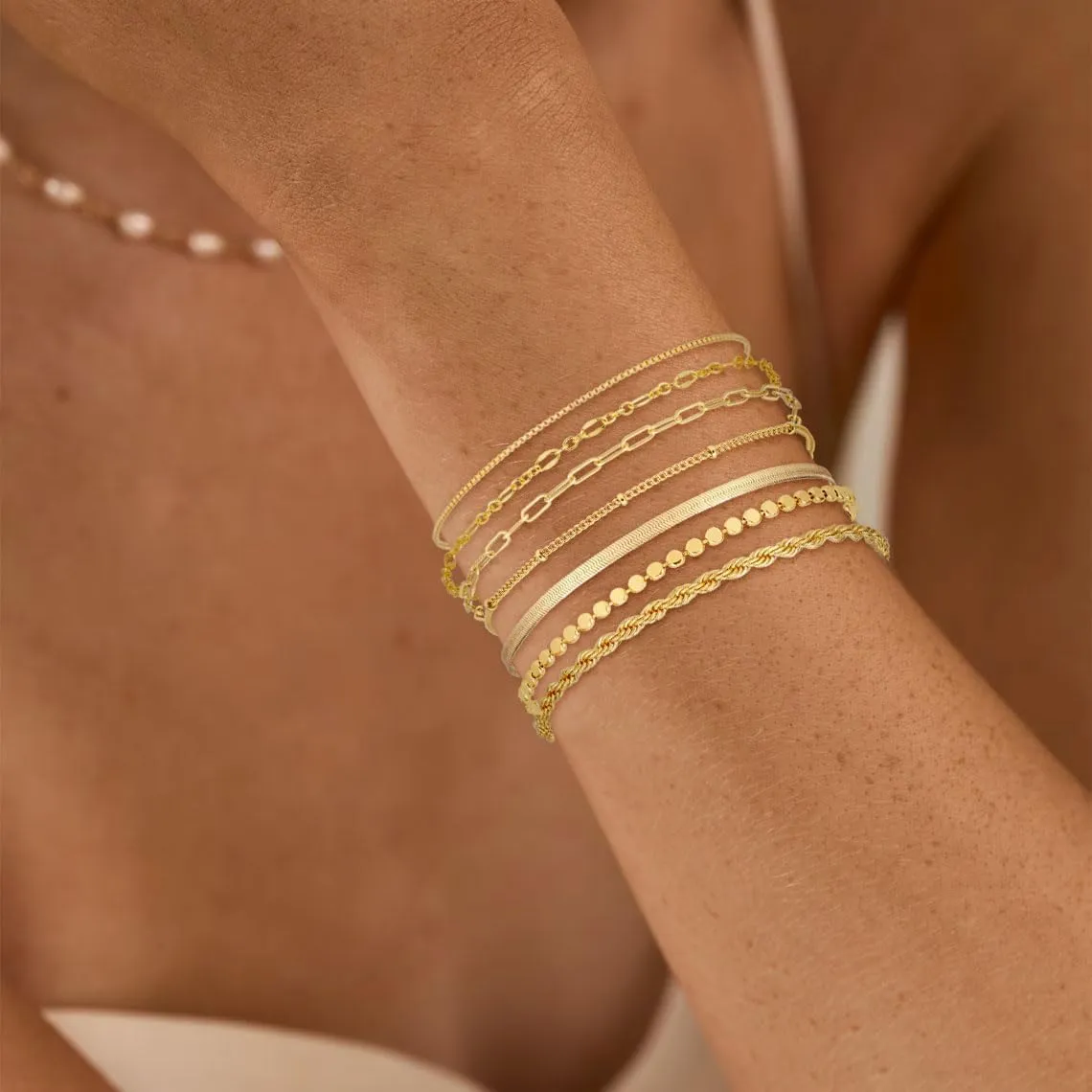 Bracelets for Women Trendy 14K Real Gold Silver Plated Bracelets Stack Dainty Jewelry Sets Adjustable Layered Link Chain Waterproof Bracelet Pack Non Tarnish Simple Fashion Gifts