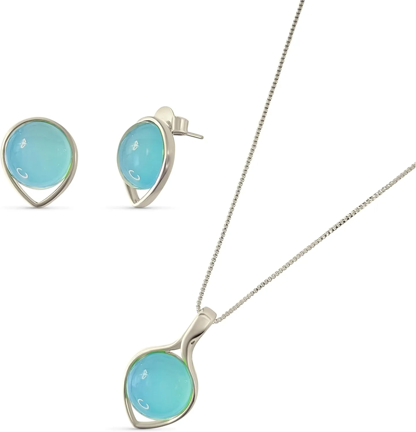 Brazilian Designed Gold Plated Earrings and Necklace with gemstones - Comfy Hypoallergenic Statement Jewelry set for Women 3/4 inch (1,8 cm) made in Brazil