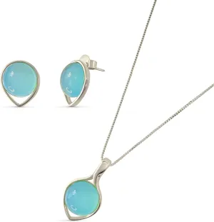 Brazilian Designed Gold Plated Earrings and Necklace with gemstones - Comfy Hypoallergenic Statement Jewelry set for Women 3/4 inch (1,8 cm) made in Brazil