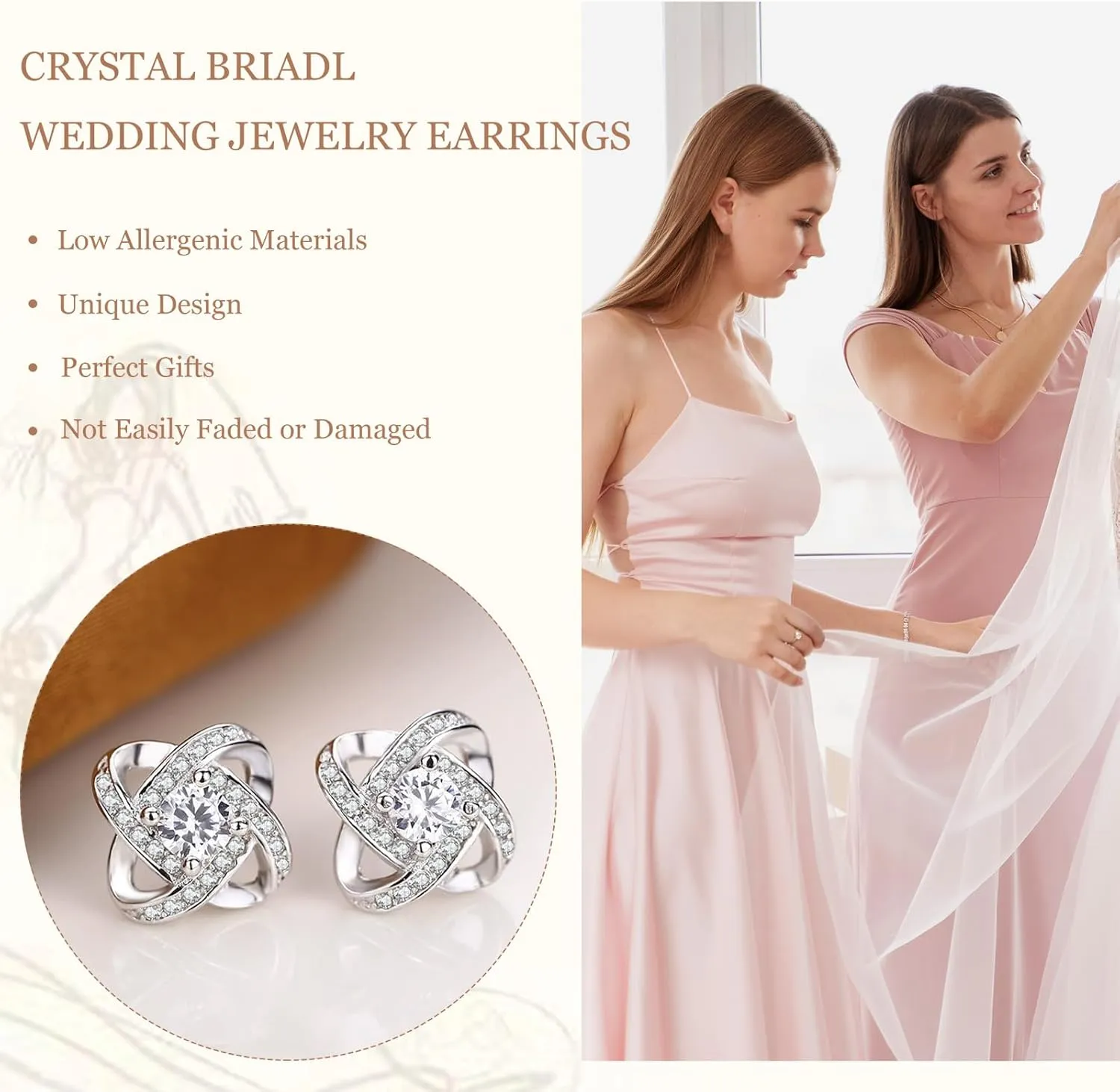 Bridesmaid Earrings for Women Love Knot Stud Earrings - Elegant Bridesmaid Proposal Gift for WeddingDresses