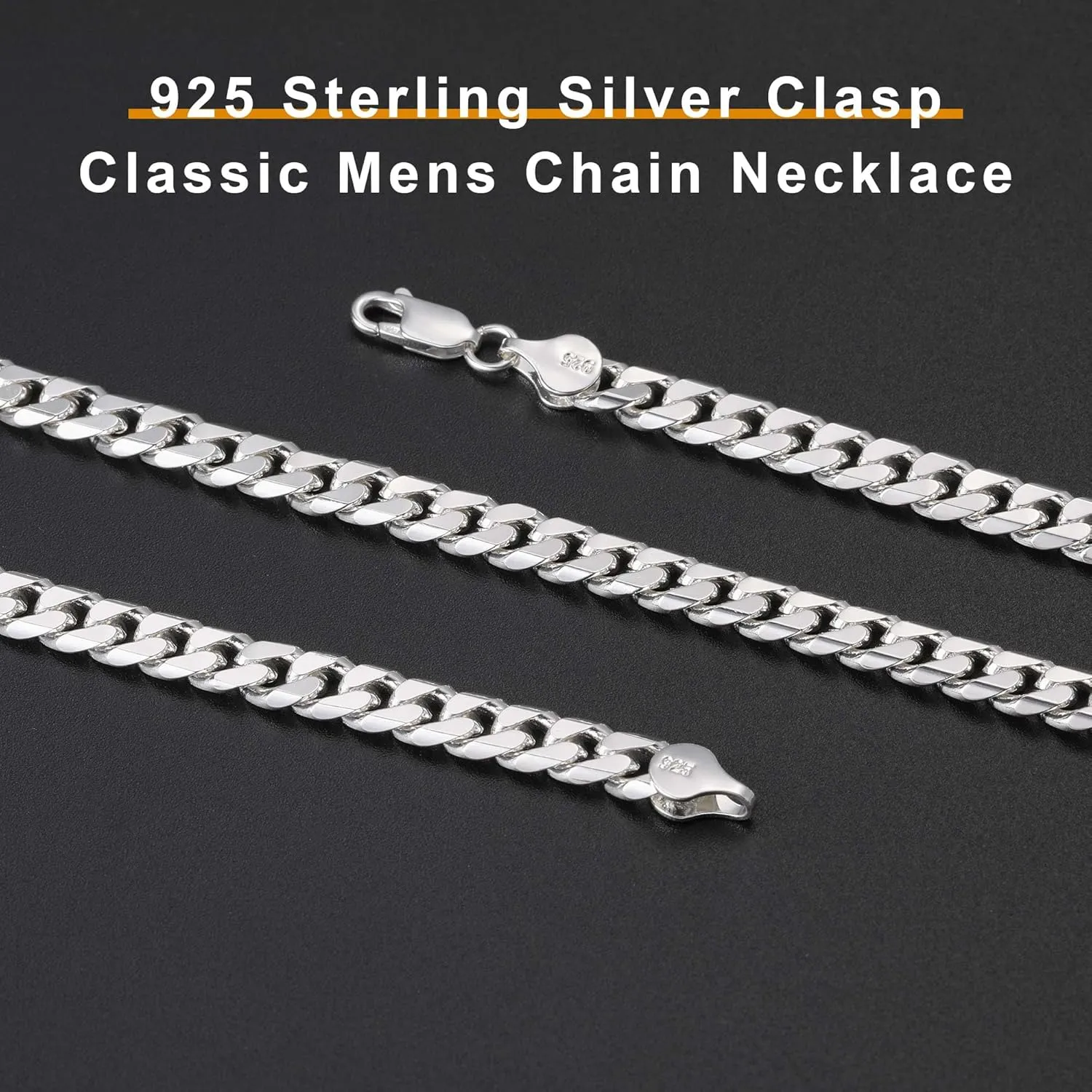BRIJEWNES Cuban Link Chain for Men Women 925 Sterling Silver Clasp 3/3.5/4/5/6/7/10mm Silver Chain for Men Diamond Cut Silver Chain Necklace 16-30 Inch