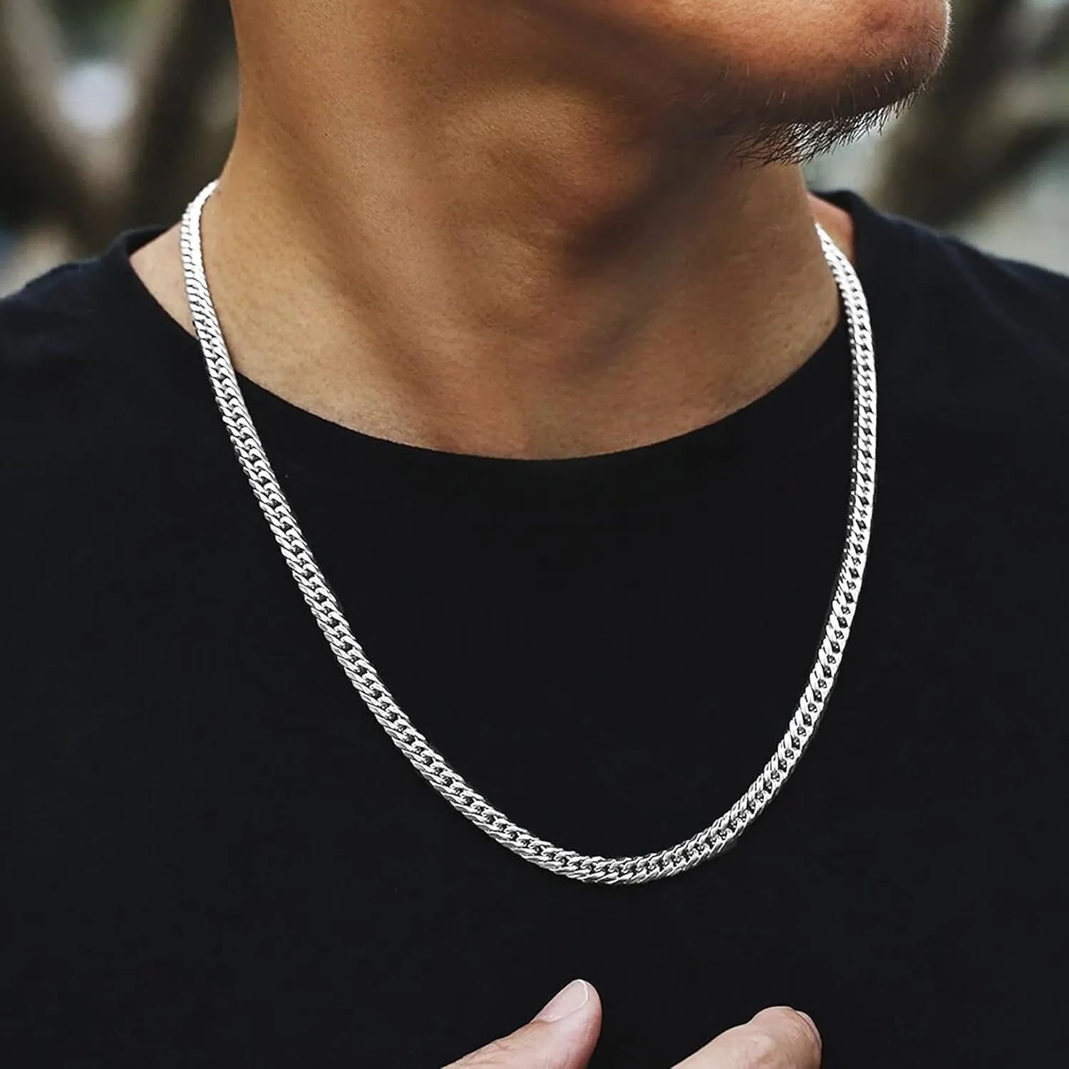 BRIJEWNES Cuban Link Chain for Men Women 925 Sterling Silver Clasp 3/3.5/4/5/6/7/10mm Silver Chain for Men Diamond Cut Silver Chain Necklace 16-30 Inch