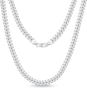 BRIJEWNES Cuban Link Chain for Men Women 925 Sterling Silver Clasp 3/3.5/4/5/6/7/10mm Silver Chain for Men Diamond Cut Silver Chain Necklace 16-30 Inch