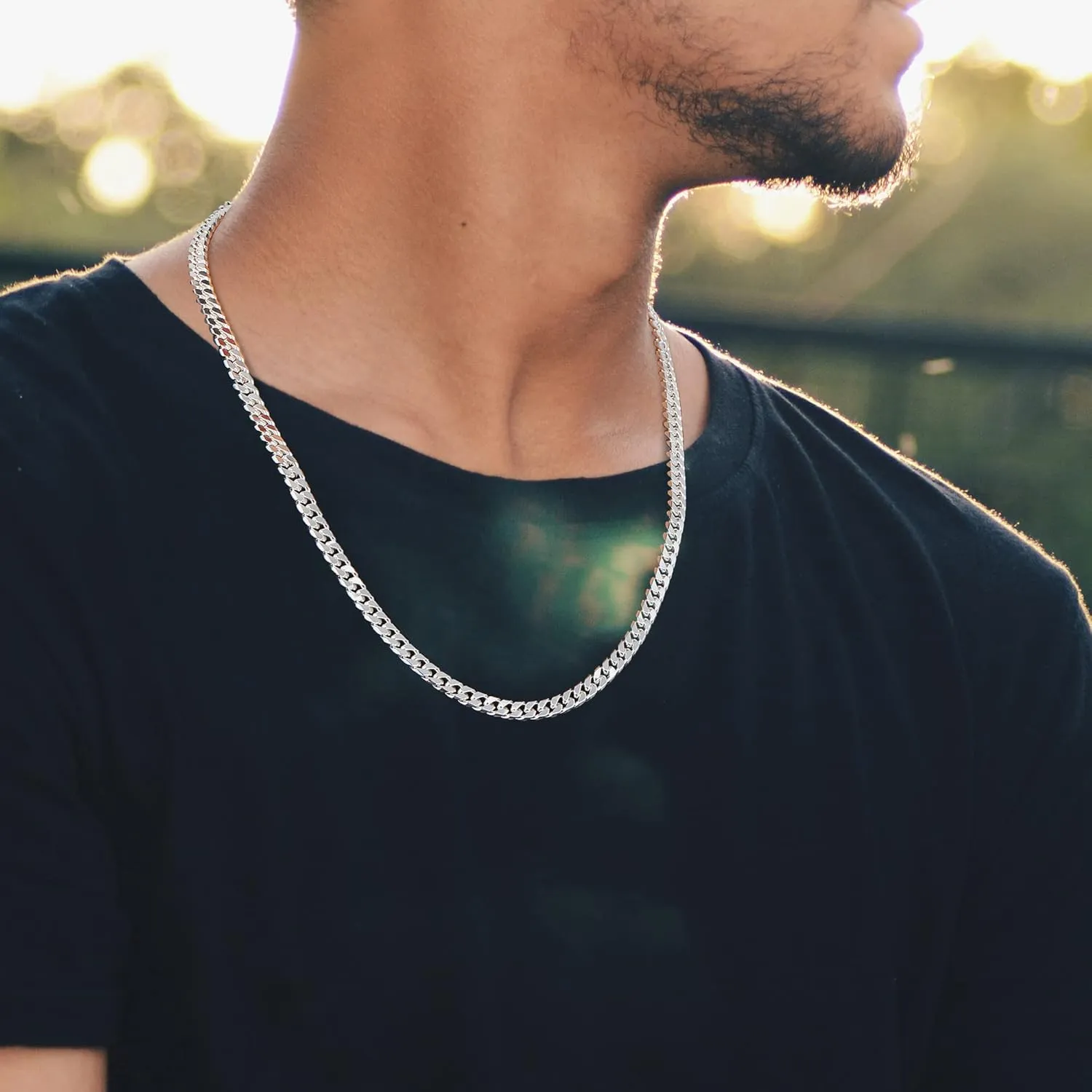 BRIJEWNES Cuban Link Chain for Men Women 925 Sterling Silver Clasp 3/3.5/4/5/6/7/10mm Silver Chain for Men Diamond Cut Silver Chain Necklace 16-30 Inch