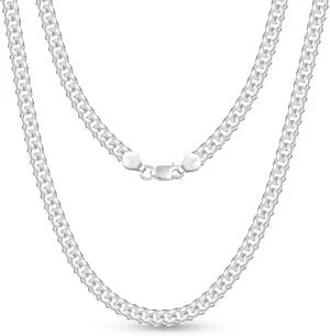 BRIJEWNES Cuban Link Chain for Men Women 925 Sterling Silver Clasp 3/3.5/4/5/6/7/10mm Silver Chain for Men Diamond Cut Silver Chain Necklace 16-30 Inch