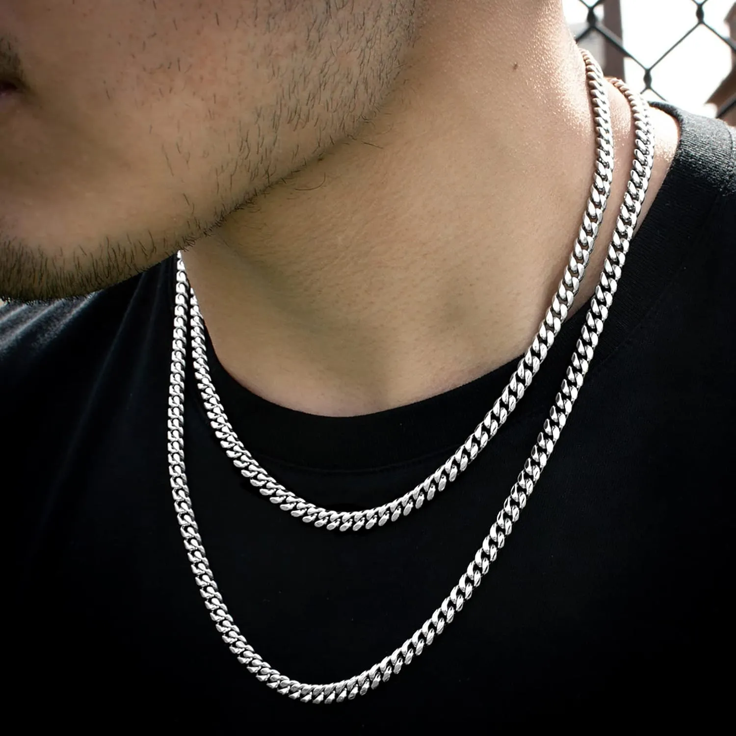 BRIJEWNES Cuban Link Chain for Men Women 925 Sterling Silver Clasp 3/3.5/4/5/6/7/10mm Silver Chain for Men Diamond Cut Silver Chain Necklace 16-30 Inch