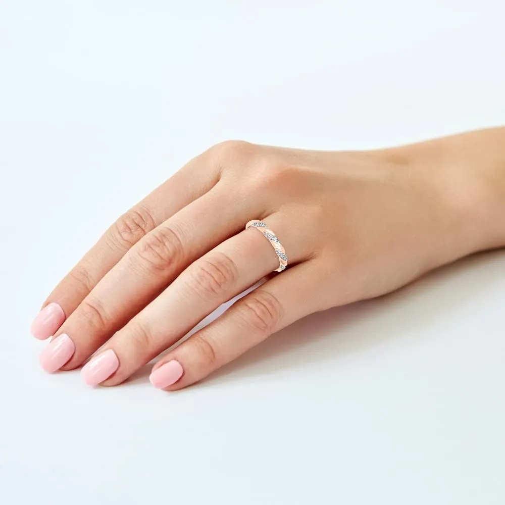 Brilliant Expressions 10K or 14K Yellow, Rose or White Gold Diamond-Accent Twist Promise Ring, Anniversary Ring or Wedding Band for Women; Promise Rings for Her, Gold Rings for Women