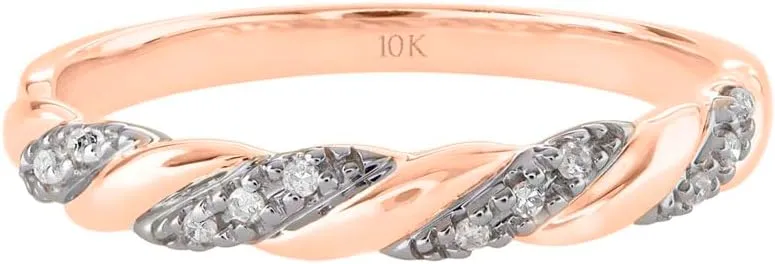 Brilliant Expressions 10K or 14K Yellow, Rose or White Gold Diamond-Accent Twist Promise Ring, Anniversary Ring or Wedding Band for Women; Promise Rings for Her, Gold Rings for Women