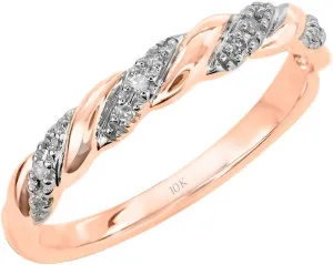 Brilliant Expressions 10K or 14K Yellow, Rose or White Gold Diamond-Accent Twist Promise Ring, Anniversary Ring or Wedding Band for Women; Promise Rings for Her, Gold Rings for Women