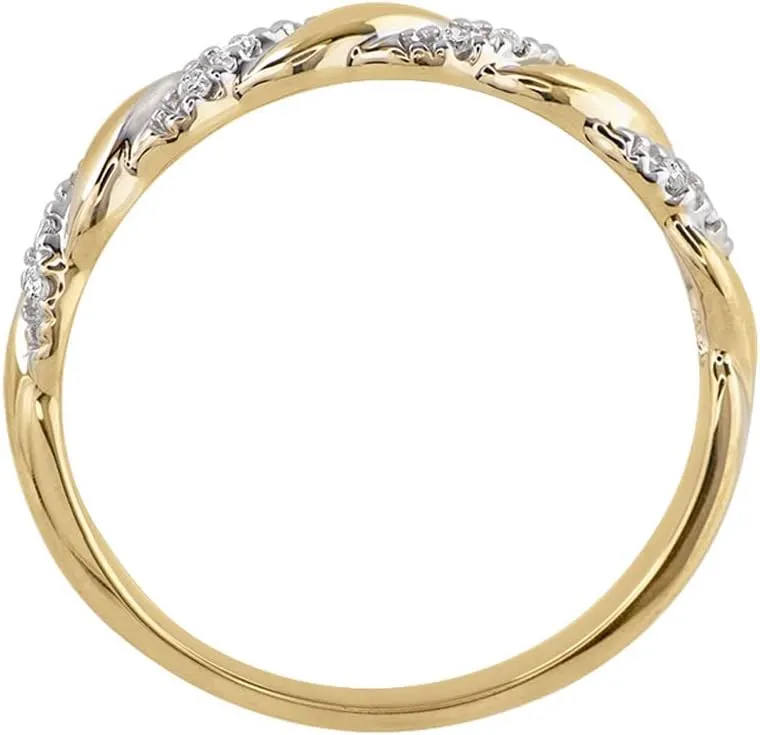 Brilliant Expressions 10K or 14K Yellow, Rose or White Gold Diamond-Accent Twist Promise Ring, Anniversary Ring or Wedding Band for Women; Promise Rings for Her, Gold Rings for Women