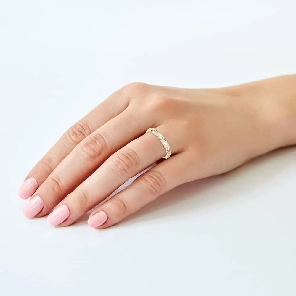 Brilliant Expressions 10K or 14K Yellow, Rose or White Gold Diamond-Accent Twist Promise Ring, Anniversary Ring or Wedding Band for Women; Promise Rings for Her, Gold Rings for Women