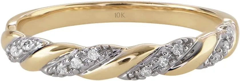 Brilliant Expressions 10K or 14K Yellow, Rose or White Gold Diamond-Accent Twist Promise Ring, Anniversary Ring or Wedding Band for Women; Promise Rings for Her, Gold Rings for Women
