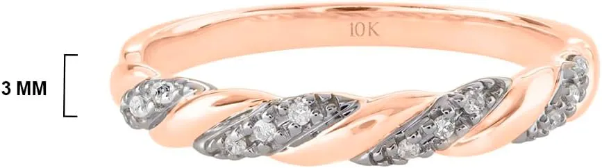 Brilliant Expressions 10K or 14K Yellow, Rose or White Gold Diamond-Accent Twist Promise Ring, Anniversary Ring or Wedding Band for Women; Promise Rings for Her, Gold Rings for Women